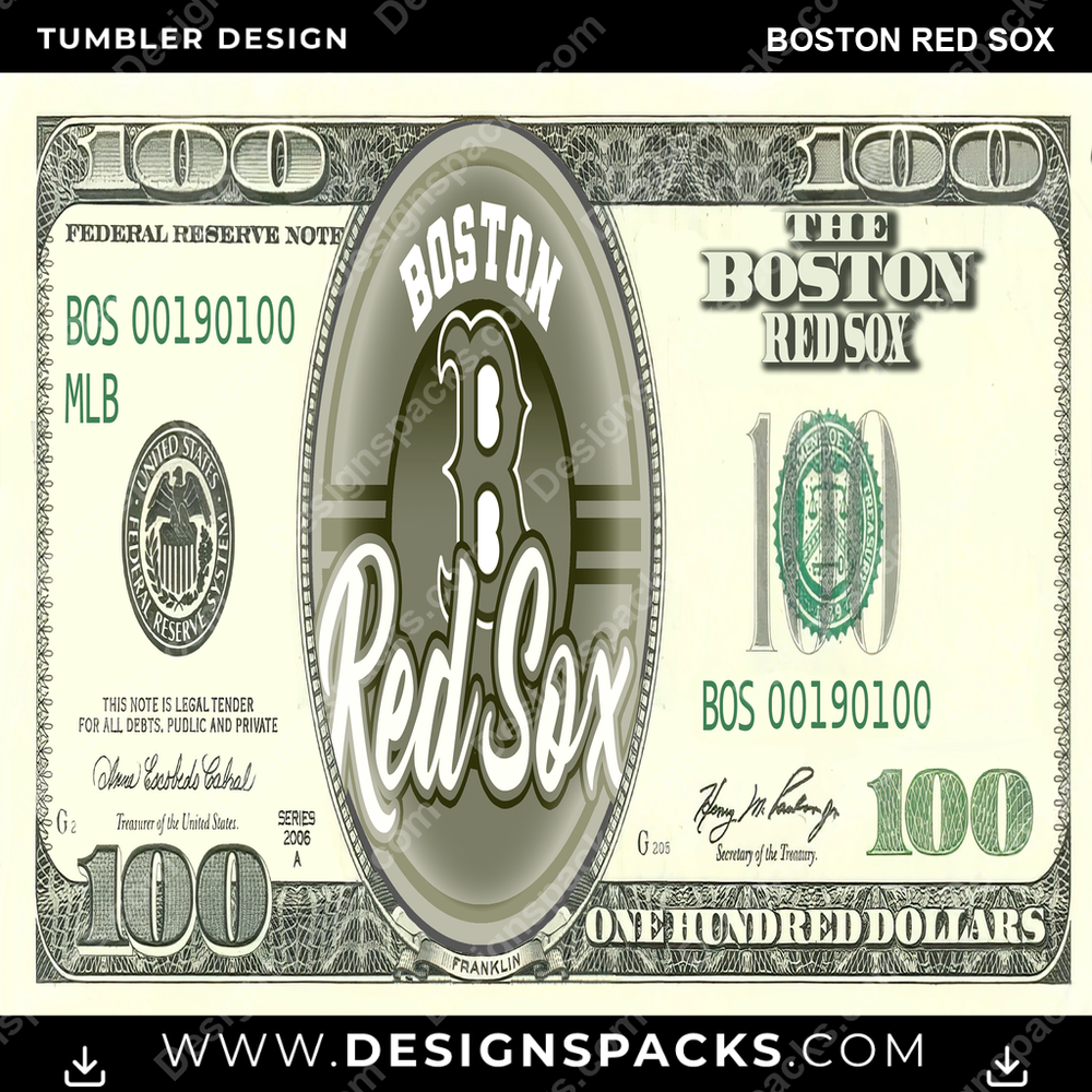 Diseño Digital Envolvente de Vaso de Béisbol de los Boston Red Sox de Cien Dólares
