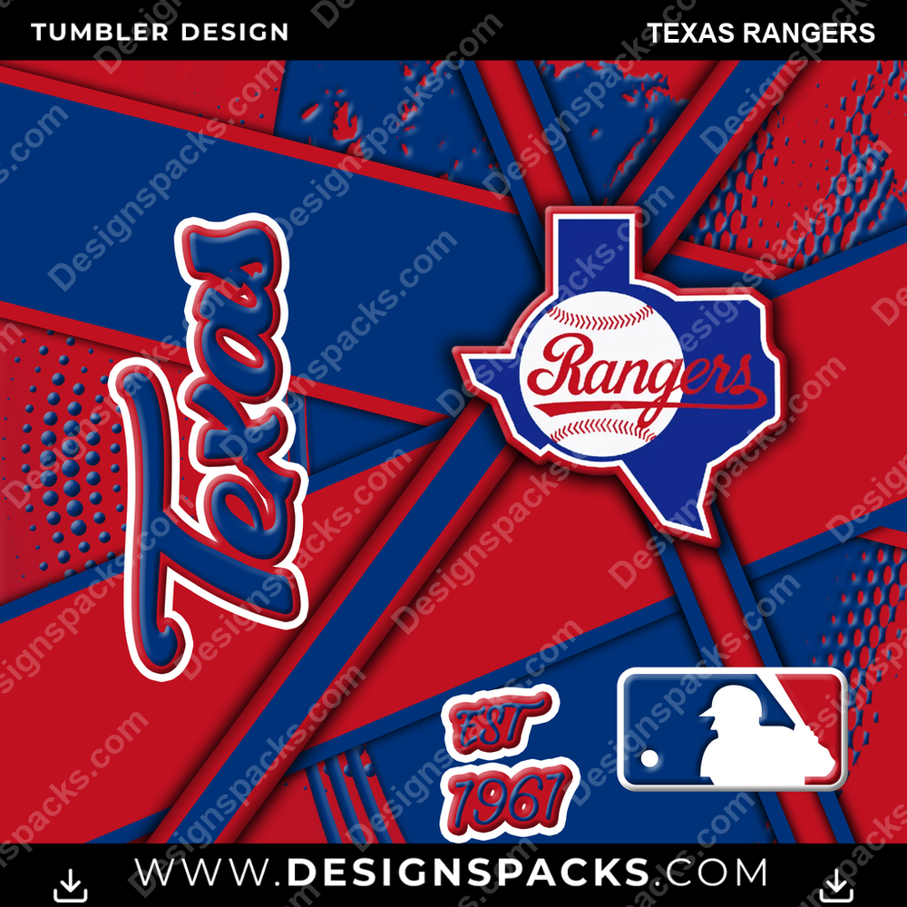 Baseball Team Sport Texas Rangers Tumbler Digital Wrap Design