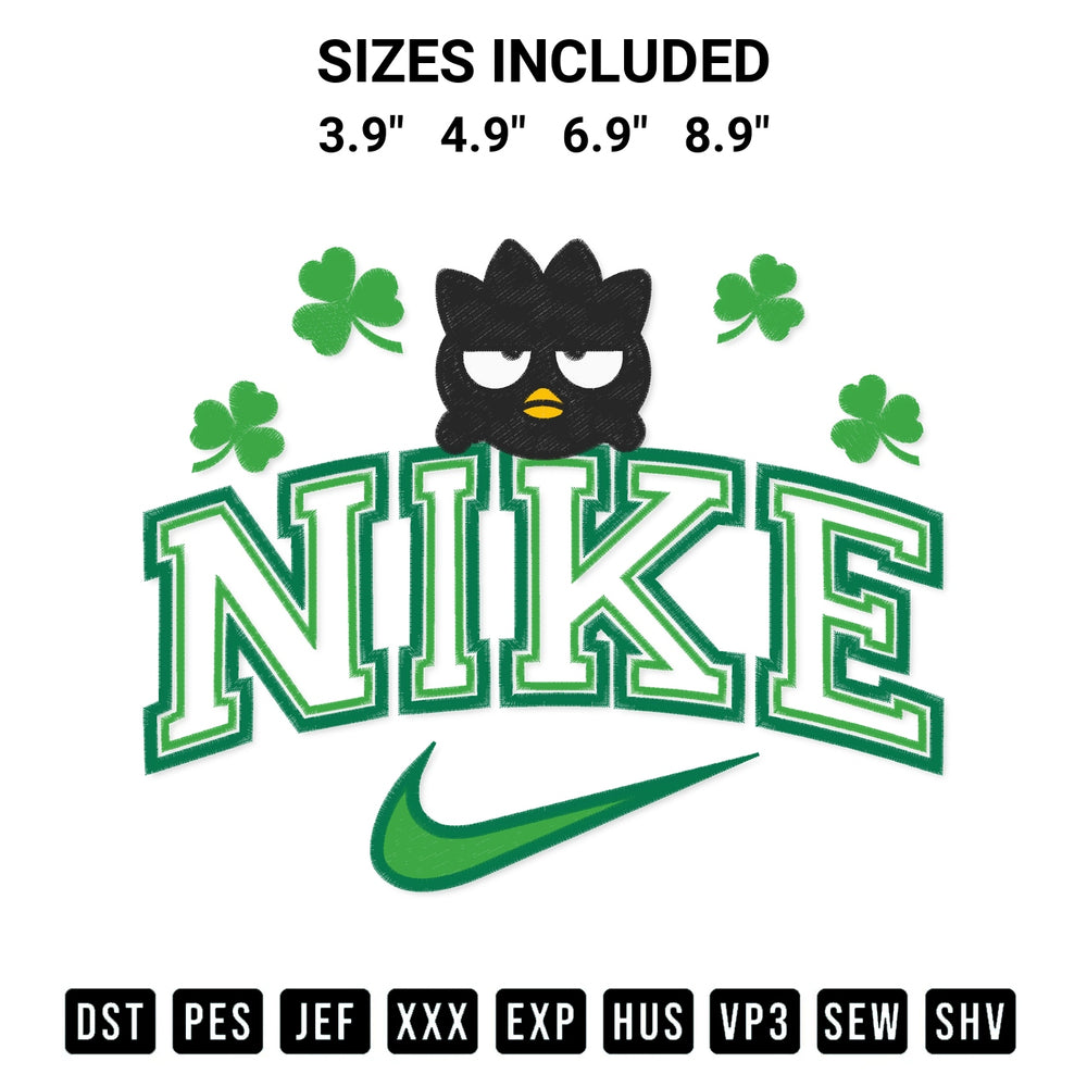 Looking for the perfect pattern? Download the Badtz Maru St Patricks Day X Nike Embroidery Design embroidery design today at Designspacks.com. Crisp, clean stitching guaranteed. Available sizes: 3.9", 4.9", 6.9", 8.9".