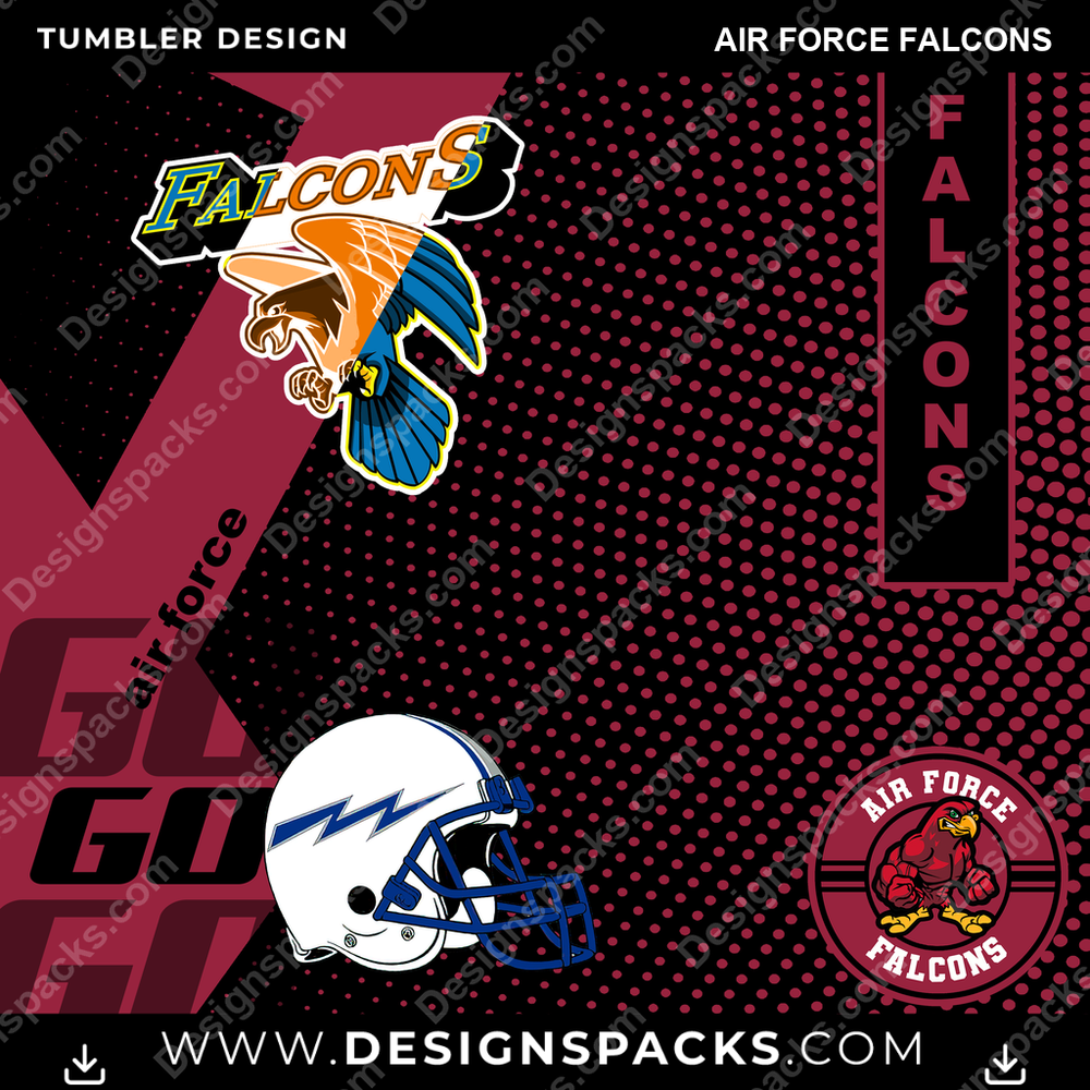 College Sport GO Air Force Falcons Tumbler Digital Wrap Design