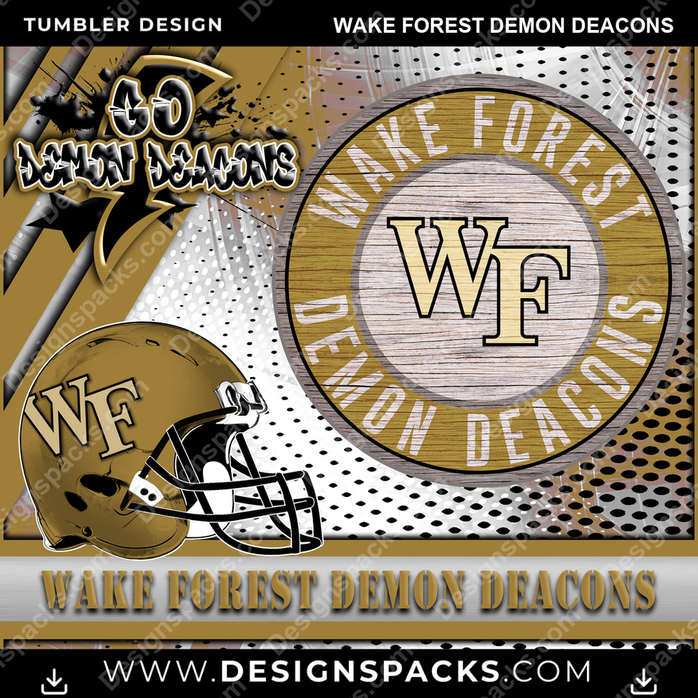 College Sport Go Team 2 Wake Forest Demon Deacons NCAA College Sport Tumbler Digital Wrap Design Download