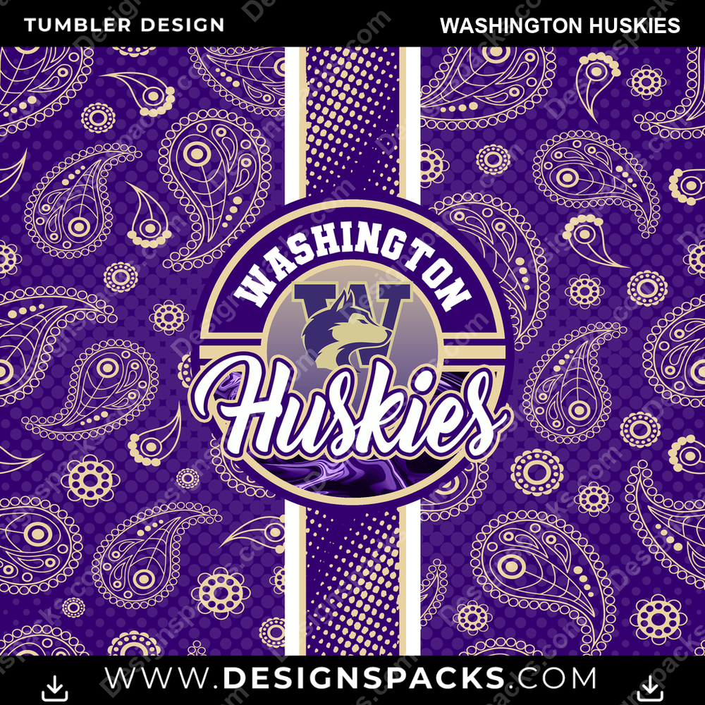 College Sport Handkerchief Washington Huskies NCAA College Sport Tumbler Digital Wrap Design Download