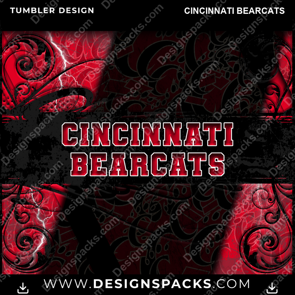 College Sport Elegant Cincinnati Bearcats Tumbler Digital Wrap Design