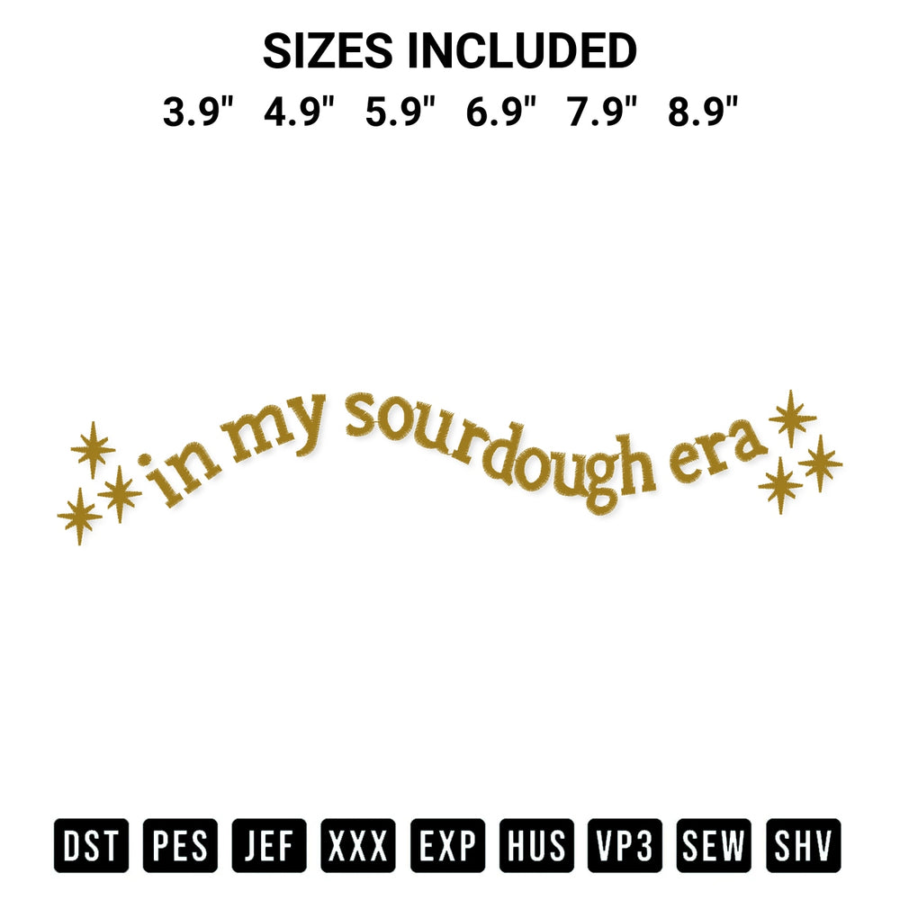 Download the In My Sourdough Era Embroidery Design machine embroidery design exclusively at Designspacks.com. Premium digitized pattern for apparel and DIY crafts. Available sizes: 3.9", 4.9", 5.9", 6.9", 7.9", 8.9".
