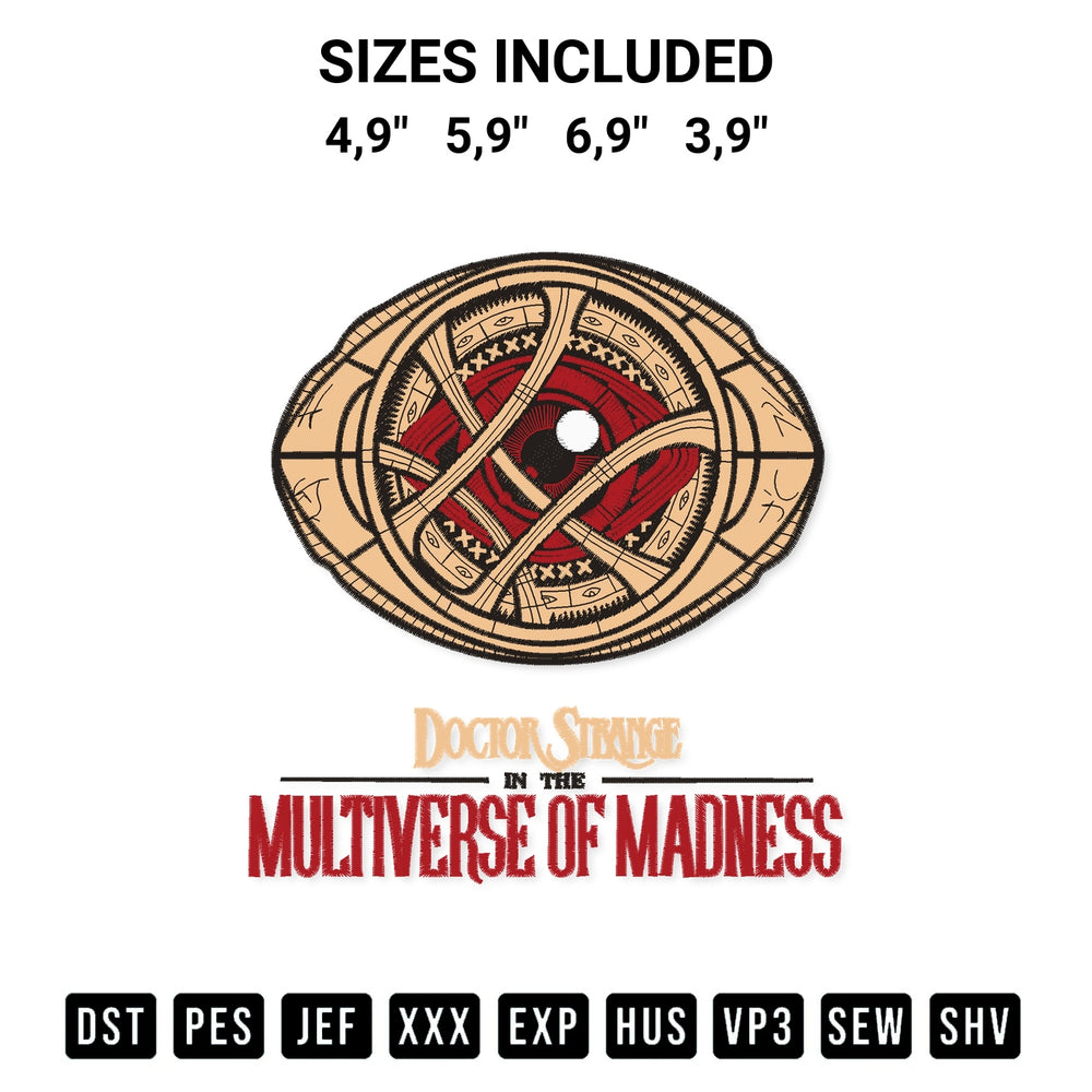 Looking for the perfect pattern? Download the Doctor Strange In The Multiverse Of Madness Logo Embroidery Design embroidery design today at Designspacks.com. Crisp, clean stitching guaranteed. Available sizes: 4,9", 5,9", 6,9", 3,9".