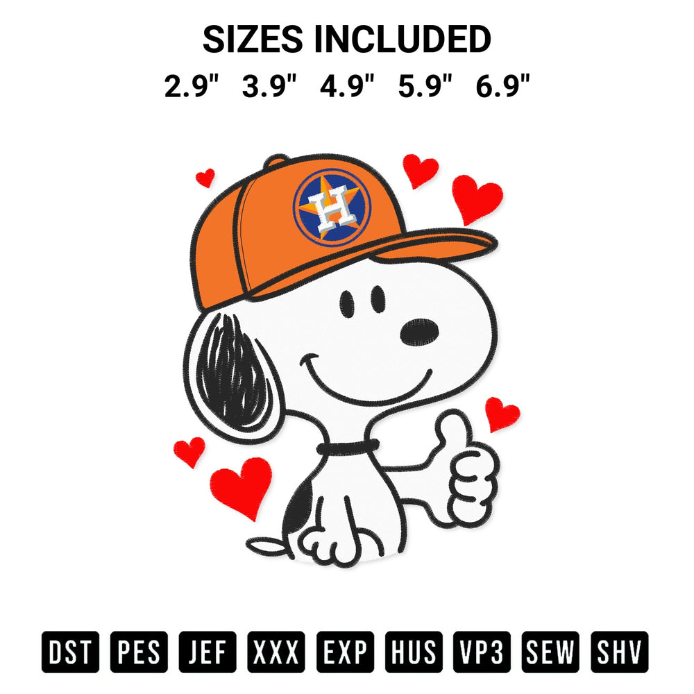 Looking for the perfect pattern? Download the Snoopy Houston Astros Baseball Embroidery Design embroidery design today at Designspacks.com. Crisp, clean stitching guaranteed. Available sizes: 2.9", 3.9", 4.9", 5.9", 6.9".