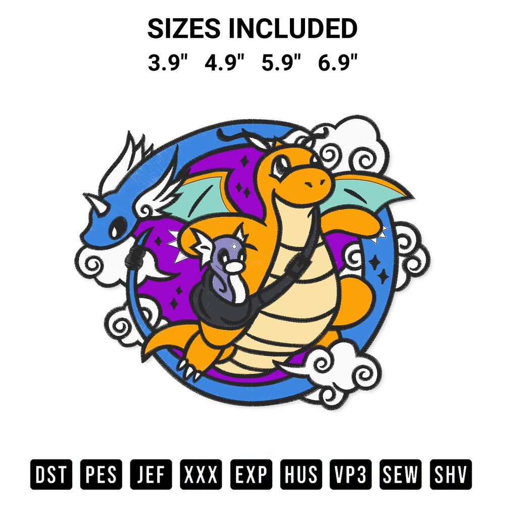 Elevate your next project with our Pokemon Dragonite Family Embroidery Design embroidery file. Shop high-quality digital patterns instantly at Designspacks.com. Available sizes: 3.9", 4.9", 5.9", 6.9".