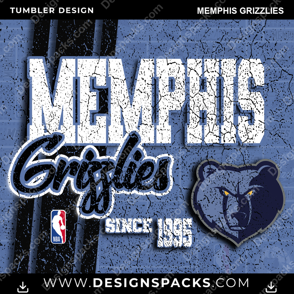 Basketball Grunge Memphis Grizzlies NBA Basketball Tumbler Digital Wrap Design Download