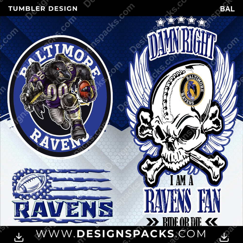 Football Skull BAL Tumbler Digital Wrap Design