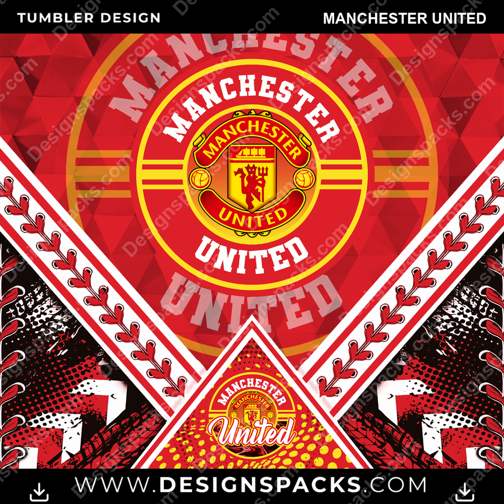 Soccer UK Diamond Manchester United Tumbler Digital Wrap Design