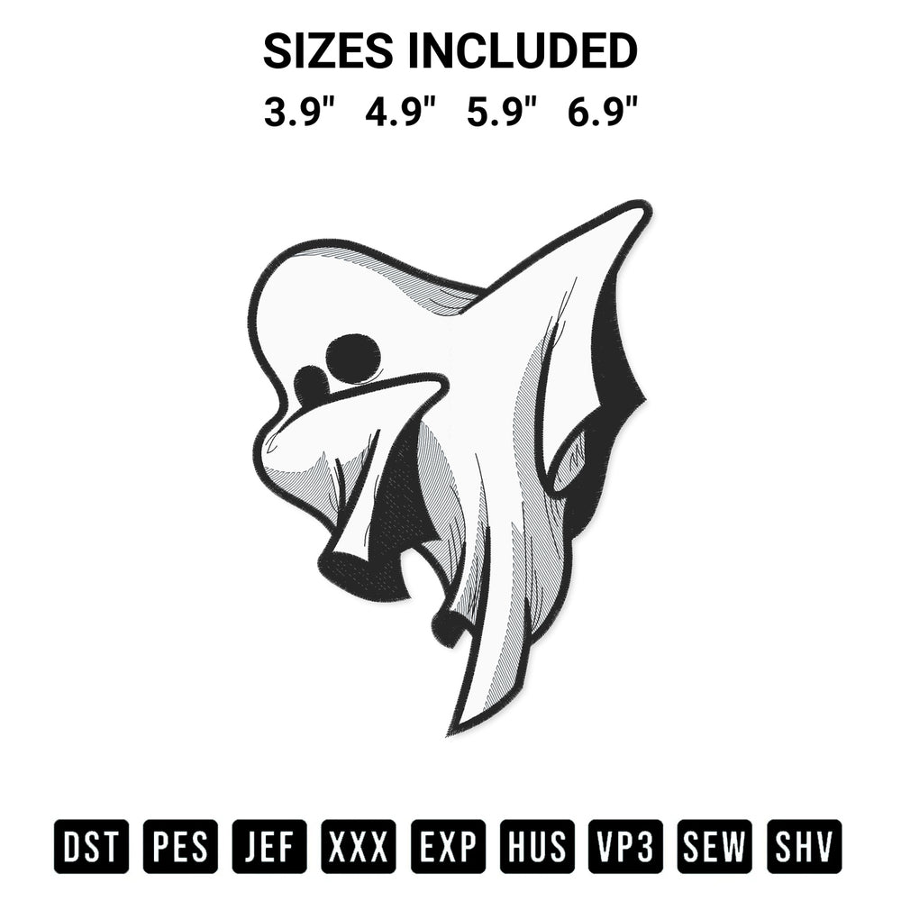 Download the Halloween Ghost Flex Embroidery Design machine embroidery design exclusively at Designspacks.com. Premium digitized pattern for apparel and DIY crafts. Available sizes: 3.9", 4.9", 5.9", 6.9".