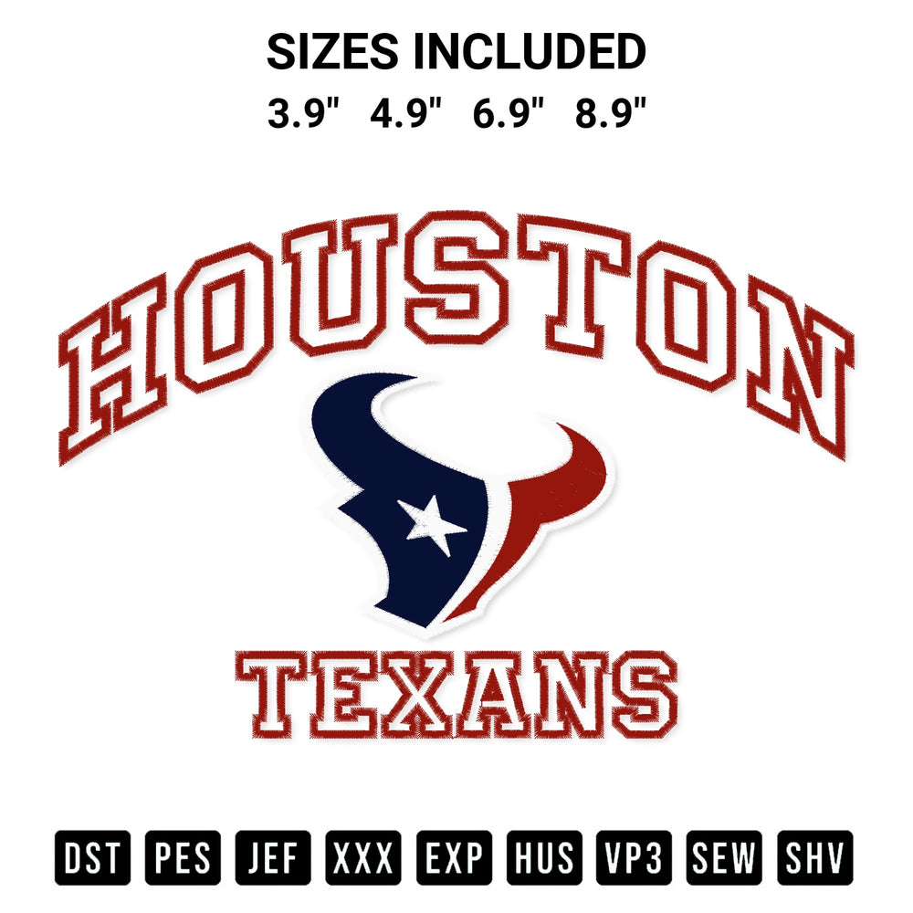 Looking for the perfect pattern? Download the Nfl Houston Texans Football Embroidery Design embroidery design today at Designspacks.com. Crisp, clean stitching guaranteed. Available sizes: 3.9", 4.9", 6.9", 8.9".