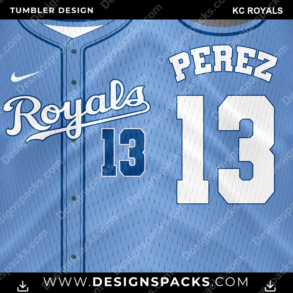 Baseball Jersey KC Royals Tumbler Digital Wrap Design