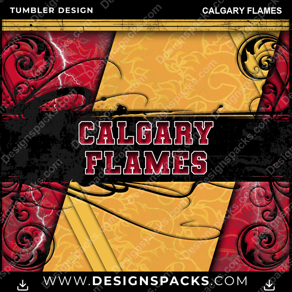 Hockey Elegant Calgary Flames Tumbler Digital Wrap Design