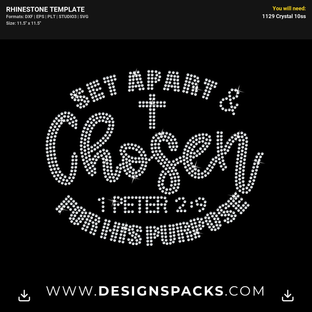 Set Apart Chosen Rhinestone Digital Template