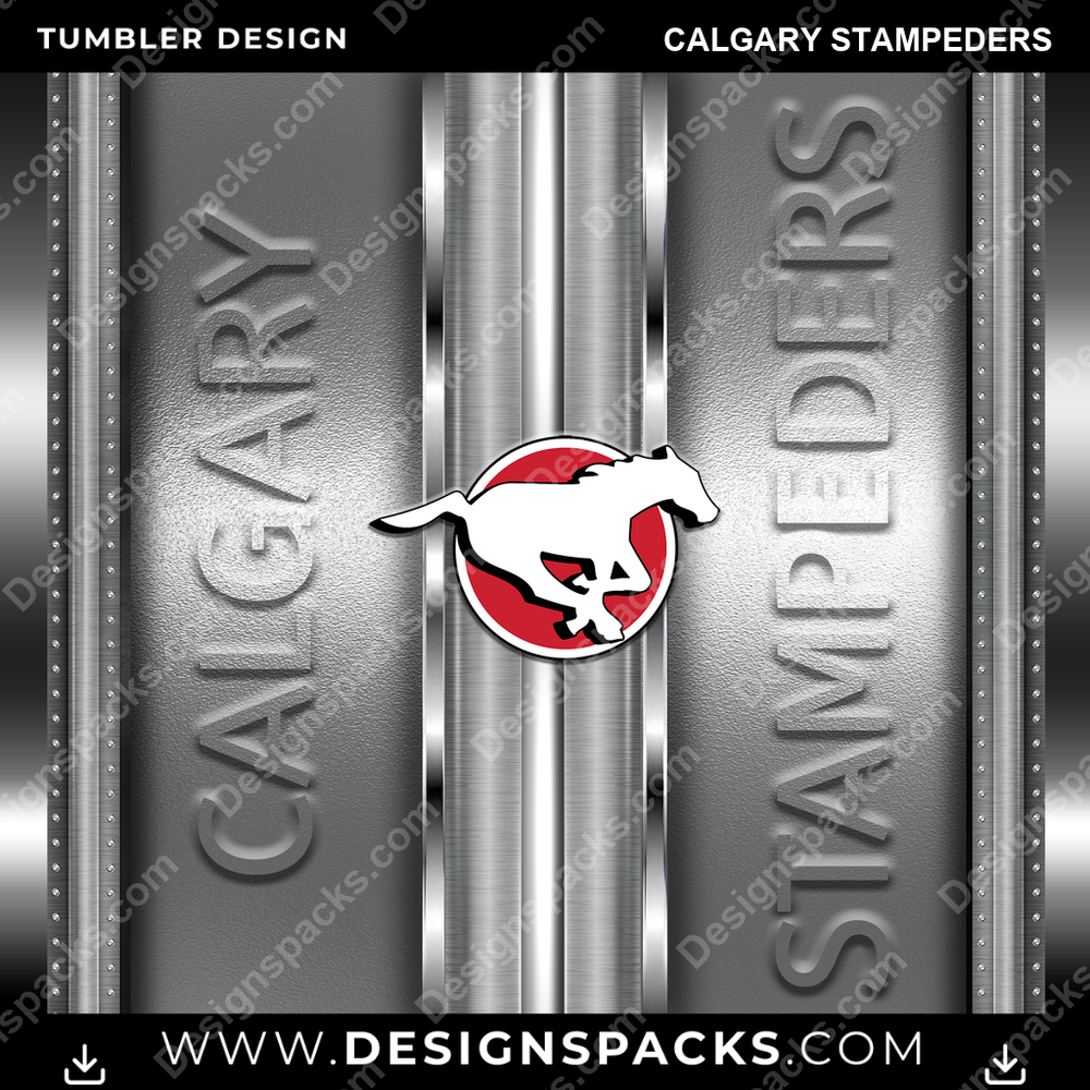 Canada Football Metallic Calgary Stampeders CFL Canada Tumbler Digital Wrap Design Download