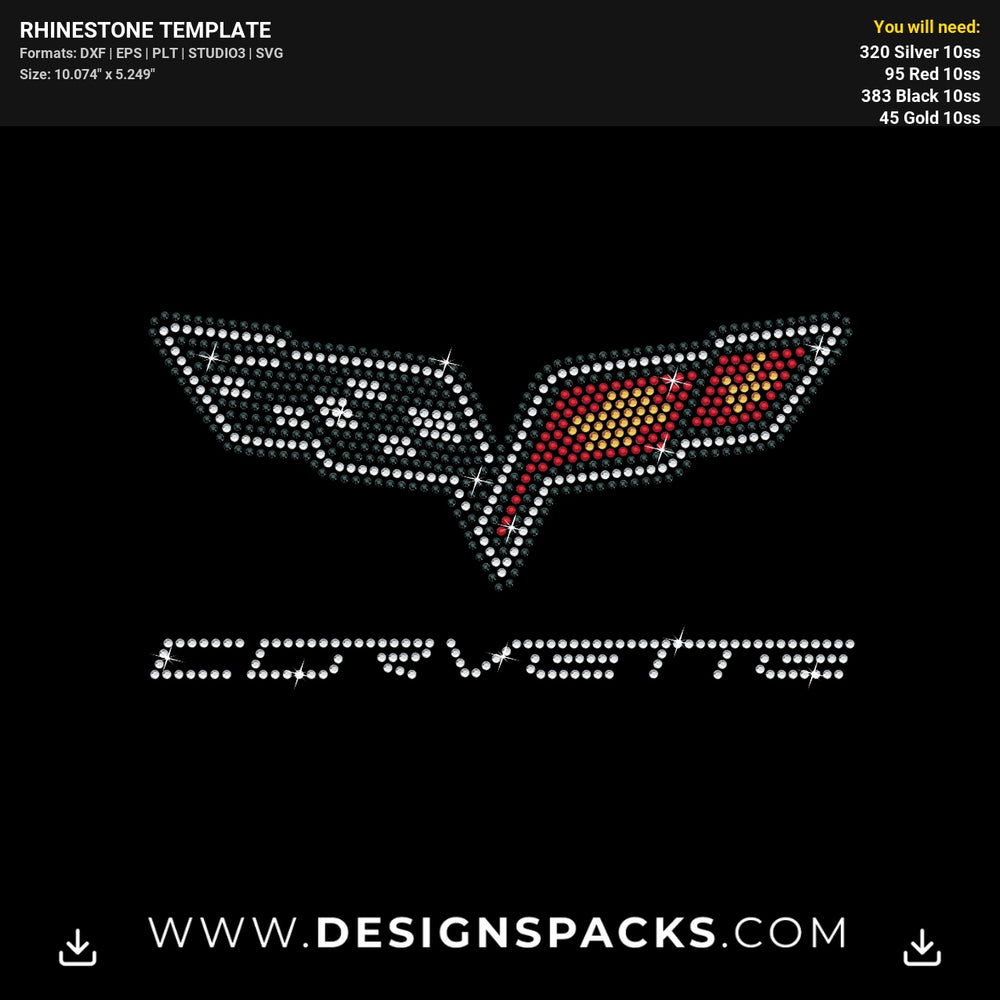 Corvette Logo Rhinestone Digital Template