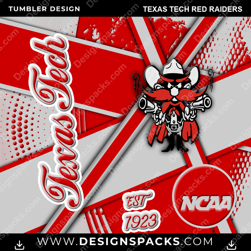College Sport Team Sport Texas Tech Red Raiders NCAA College Sport Tumbler Digital Wrap Design Download