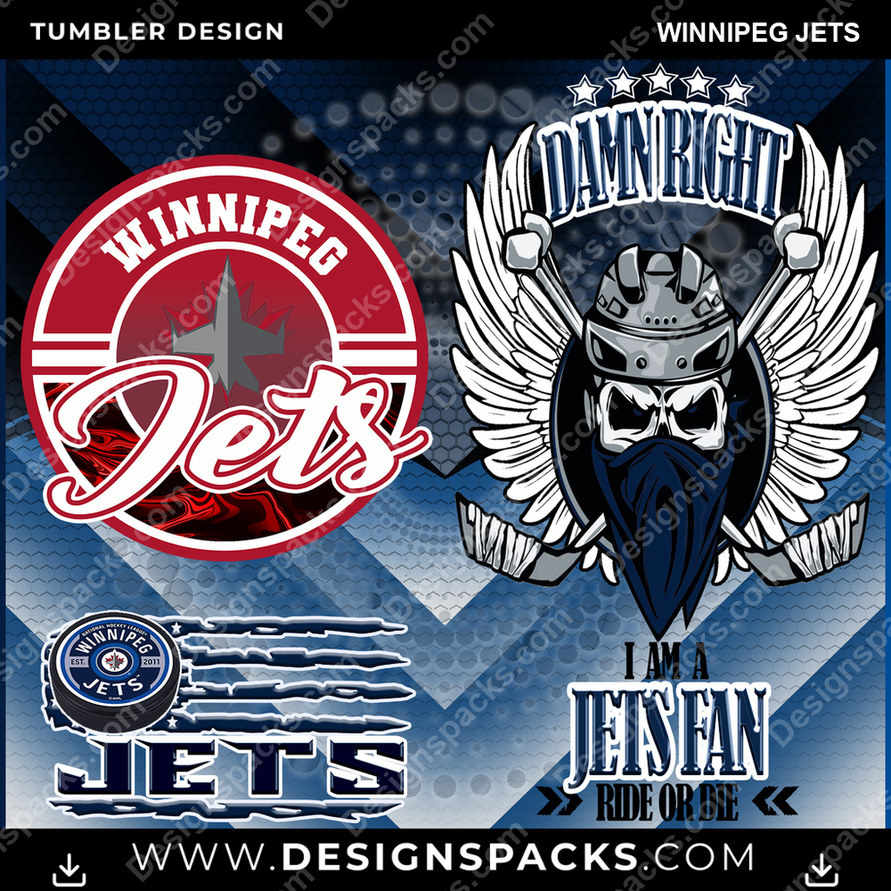 Hockey Skull Team Winnipeg Jets Tumbler Digital Wrap Design