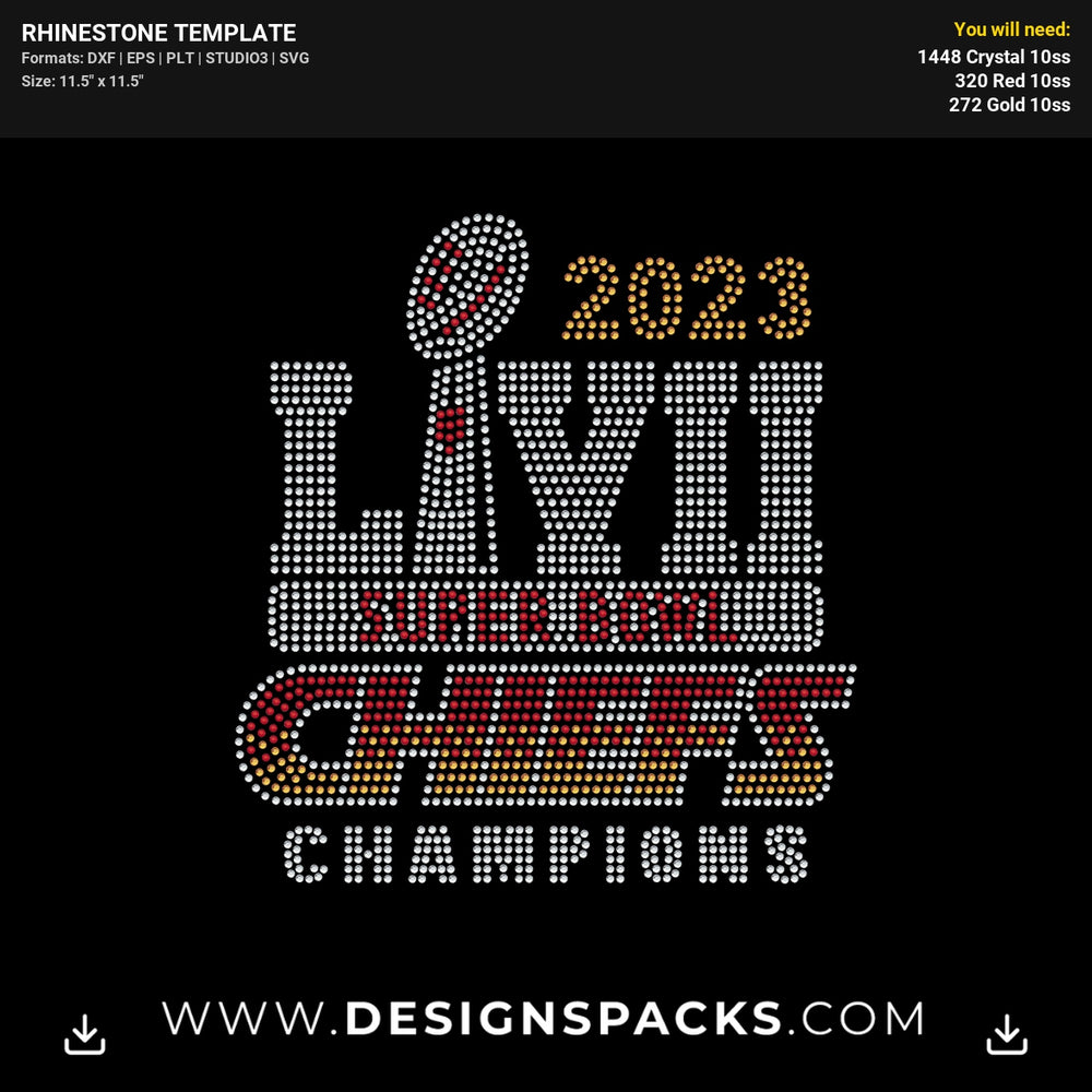 Chiefs Super Bowl Champions 2023 Rhinestone Digital Template