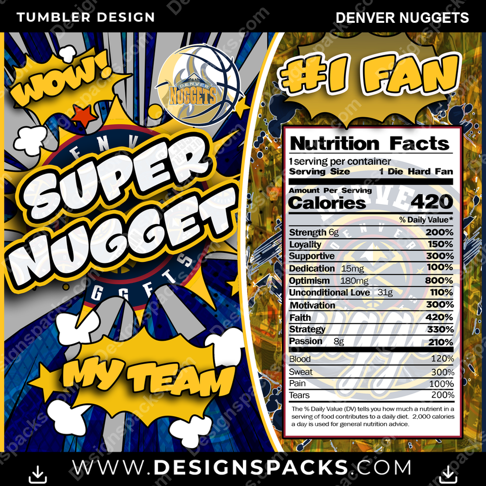 Basketball Super Team Denver Nuggets Tumbler Digital Wrap Design