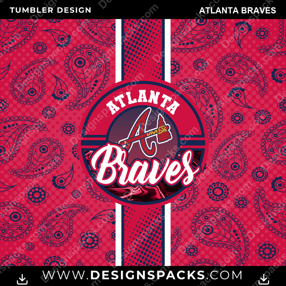 Baseball Handkerchief Atlanta Braves Tumbler Digital Wrap Design