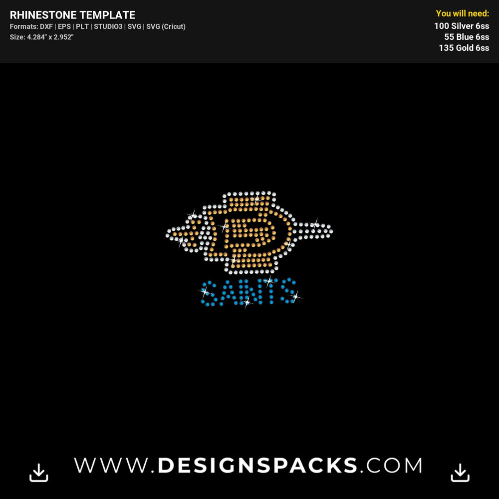 Saints SD Sword Shield Warrior Rhinestone Digital Template