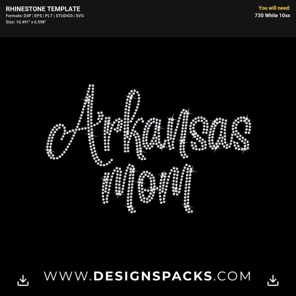 Arkansas Mom State Pride Shirt Rhinestone Digital Template
