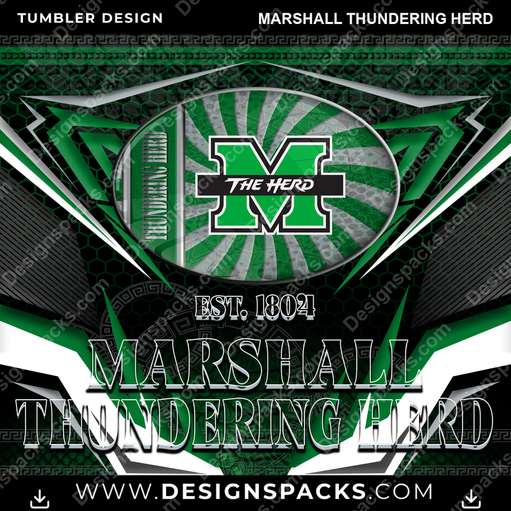 College Sport Tribal Marshall Thundering Herd NCAA College Sport Tumbler Digital Wrap Design Download
