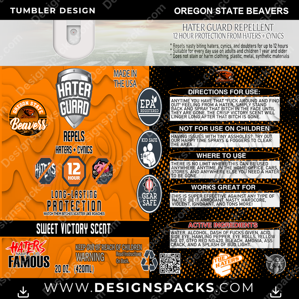 College Sport Hater Guard Oregon State Beavers NCAA College Sport Tumbler Digital Wrap Design Download