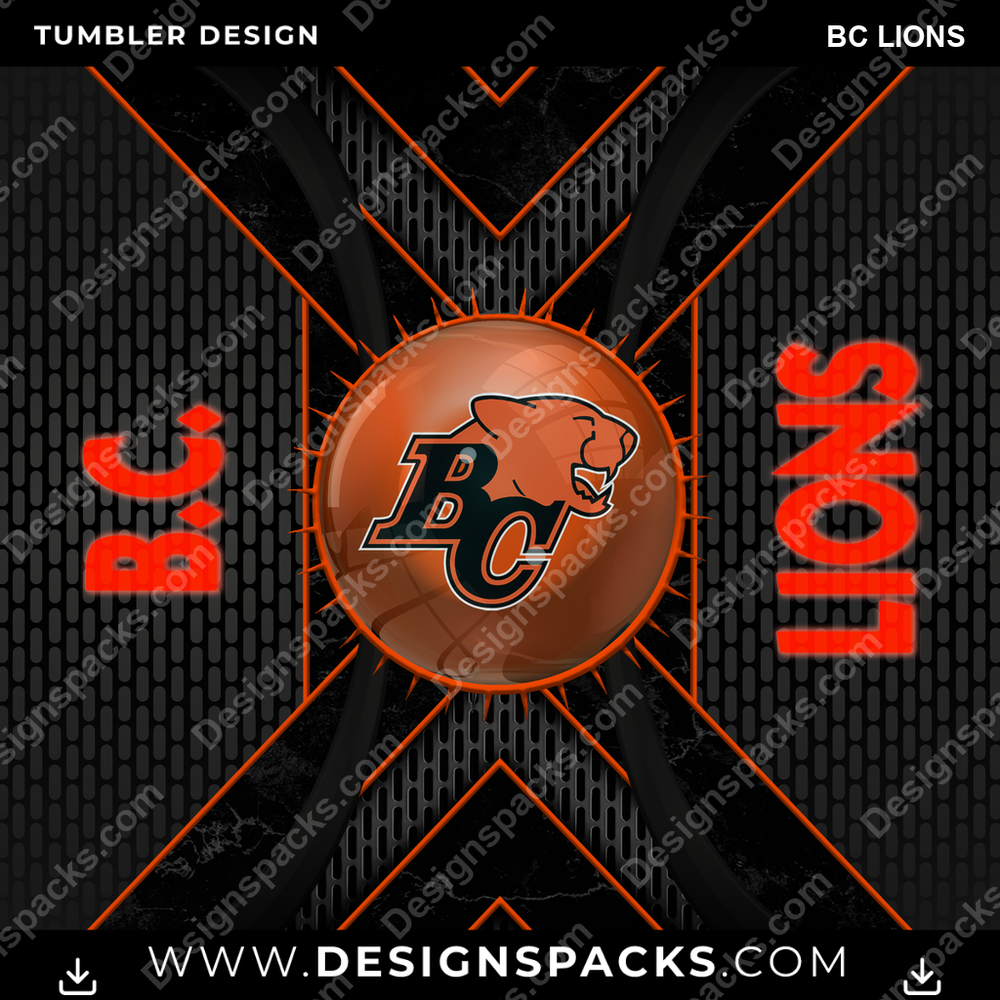 Canada Football Metal Grating BC Lions CFL Canada Tumbler Digital Wrap Design Download