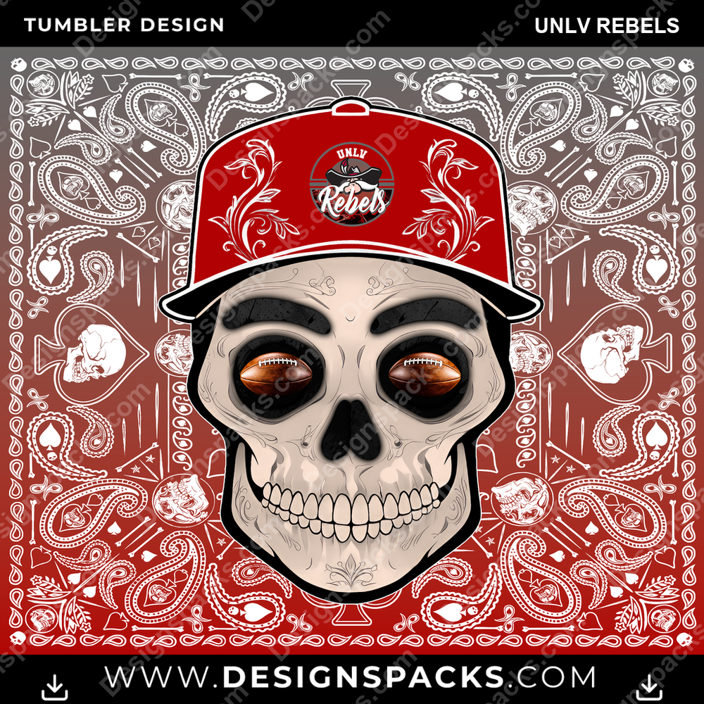 College Sport Skull Handkerchief UNLV Rebels NCAA College Sport Tumbler Digital Wrap Design Download