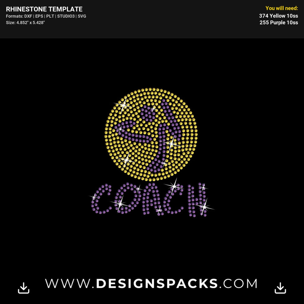 Coach Zumba Logo Rhinestone Digital Template