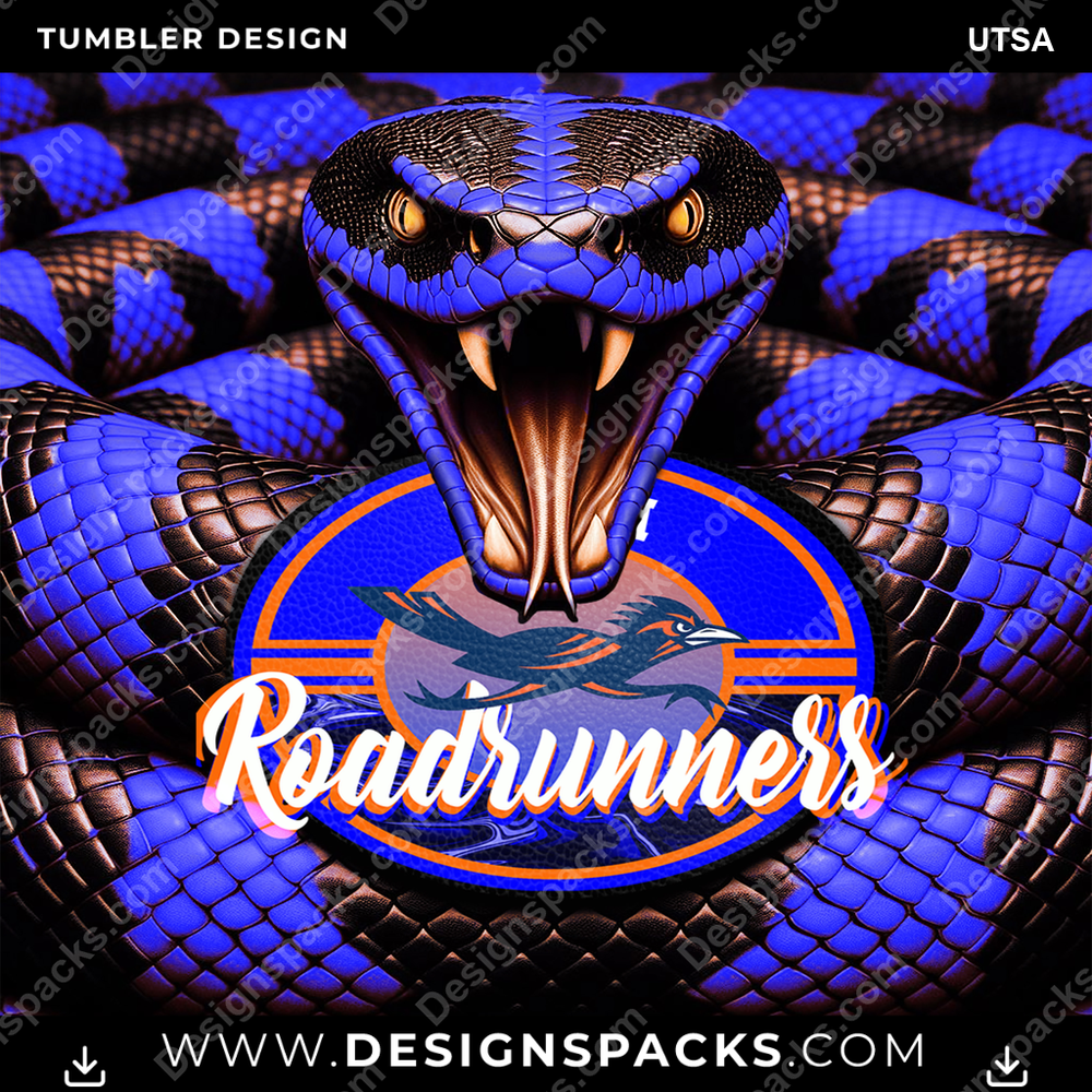 College Sport Rattle Snake UTSA Tumbler Digital Wrap Design