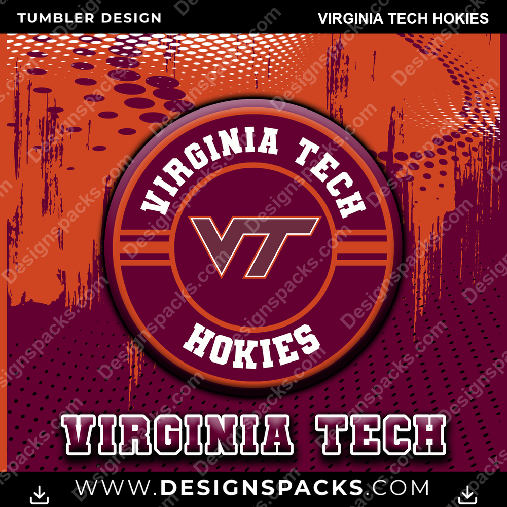 College Sport Dot Logo Virginia Tech Hokies NCAA College Sport Tumbler Digital Wrap Design Download
