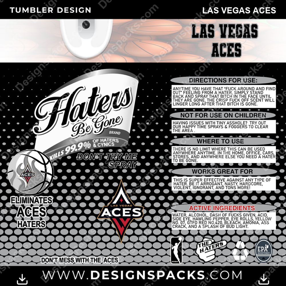 Basketball Haters Be Gone Las Vegas Aces NBA Basketball Tumbler Digital Wrap Design Download