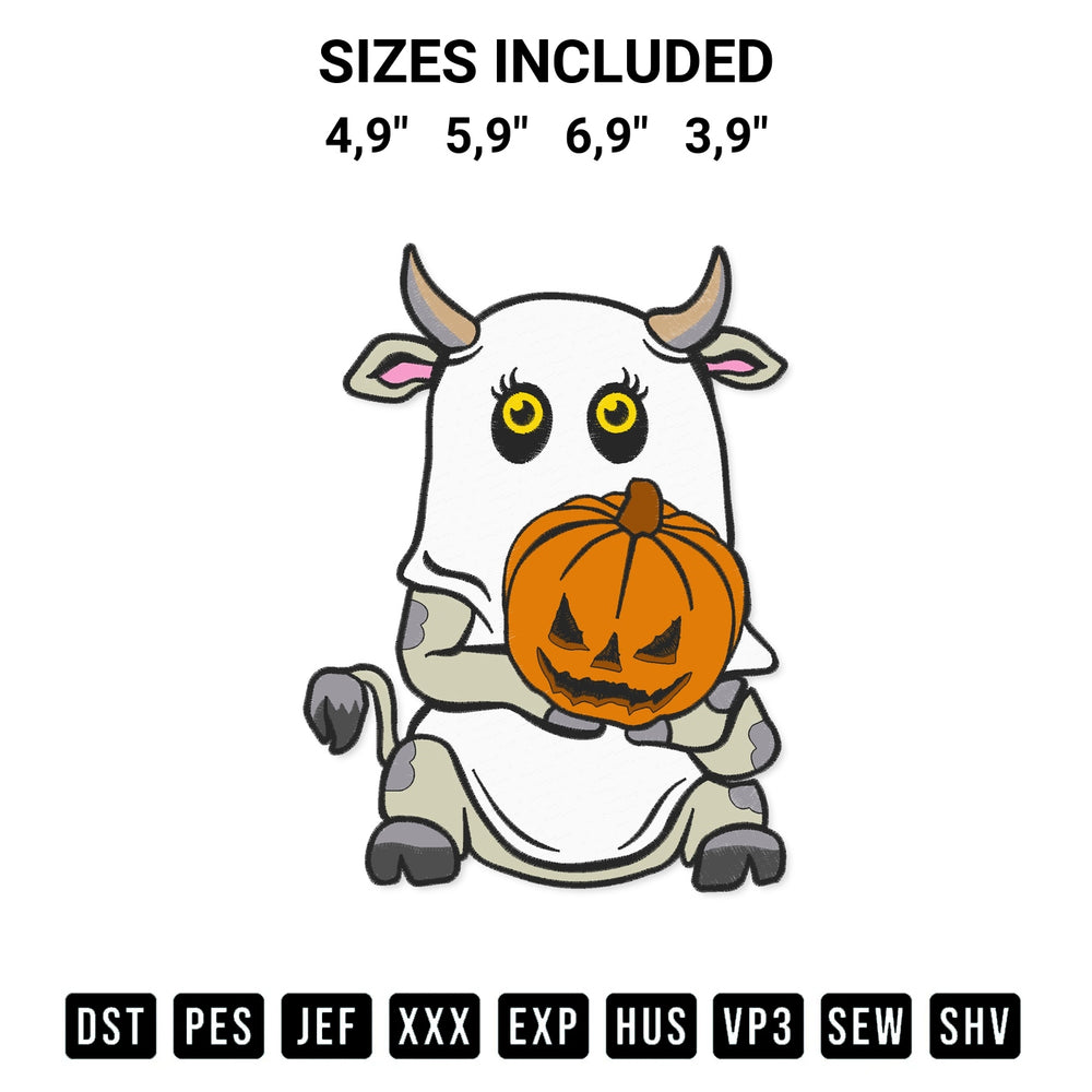 Add a unique touch to your apparel with the Ghost Cow Moo I Mean Boo Funny Cow Lovers Halloween Logo Embroidery Design embroidery file. Premium instant download available now on Designspacks.com. Available sizes: 4,9", 5,9", 6,9", 3,9".