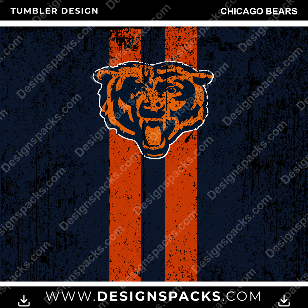 Football Grunge Style Chicago Bears NFL Football Tumbler Digital Wrap Design Download