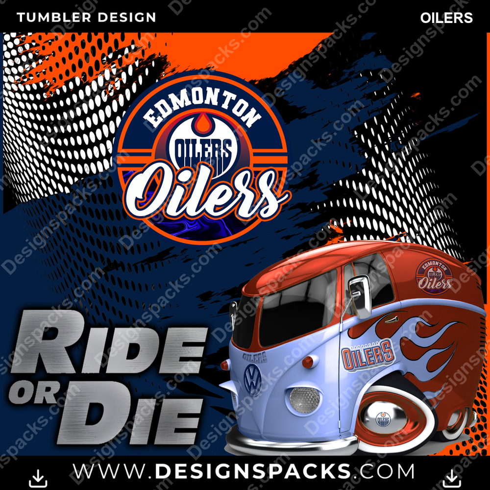 Ice Hockey RIDE or DIE OILERS Tumbler Digital Wrap Design