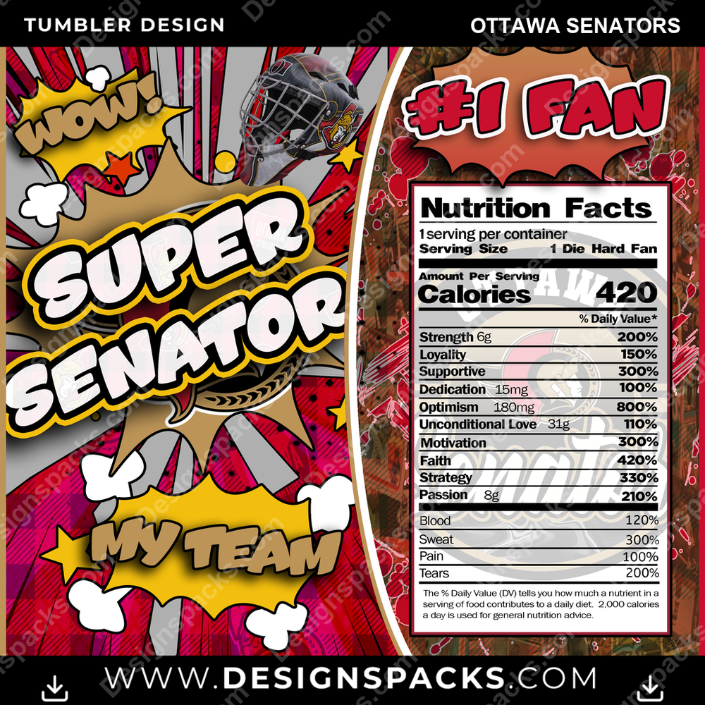 Hockey Super Team Ottawa Senators Tumbler Digital Wrap Design