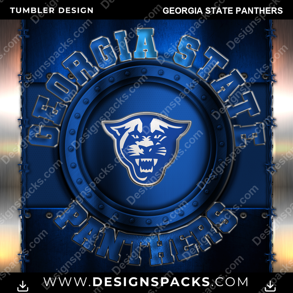 College Sport Metal Georgia State Panthers NCAA College Sport Tumbler Digital Wrap Design Download