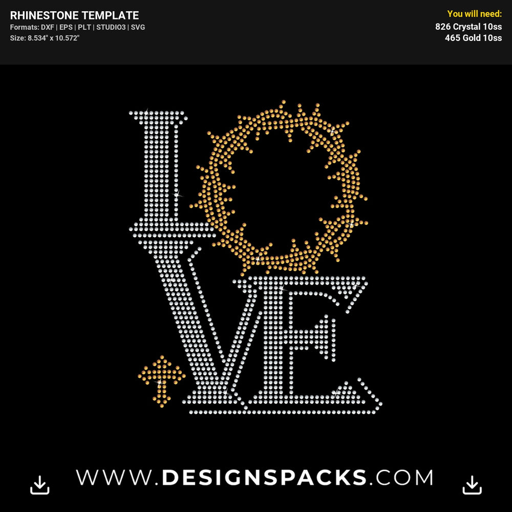 Love Crown Thorns Easter Rhinestone Digital Template