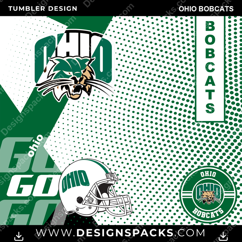 College Sport GO Ohio Bobcats NCAA College Sport Tumbler Digital Wrap Design Download