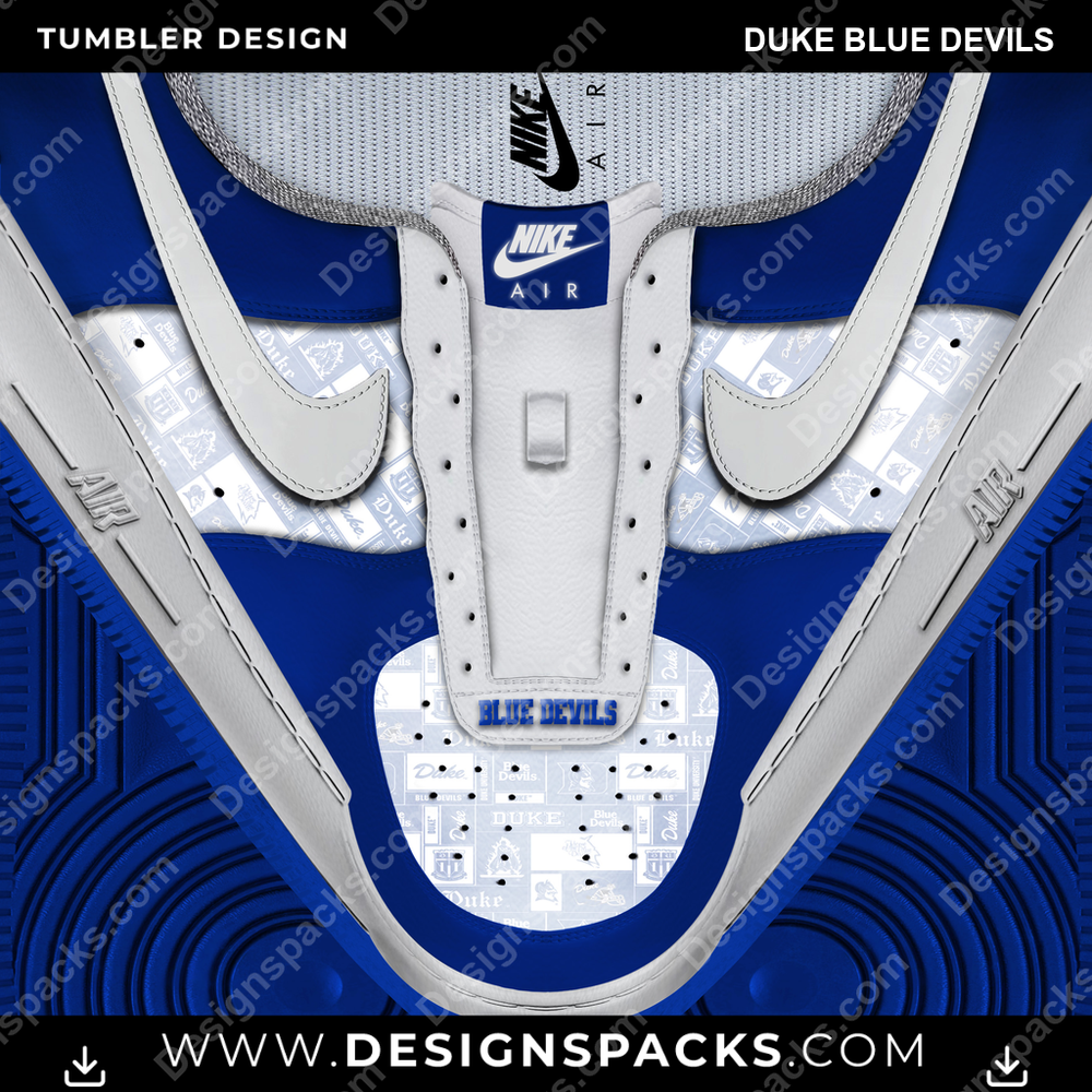 College Sport Nike AF1 No Laces Duke Blue Devils NCAA College Sport Tumbler Digital Wrap Design Download