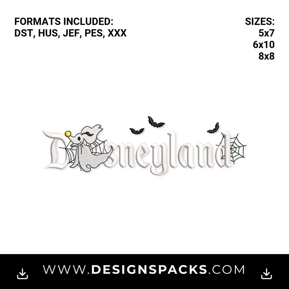 Halloween Disneyland Zero Ghost Dog Embroidery Design - Instant digital download pattern at Designspacks.com