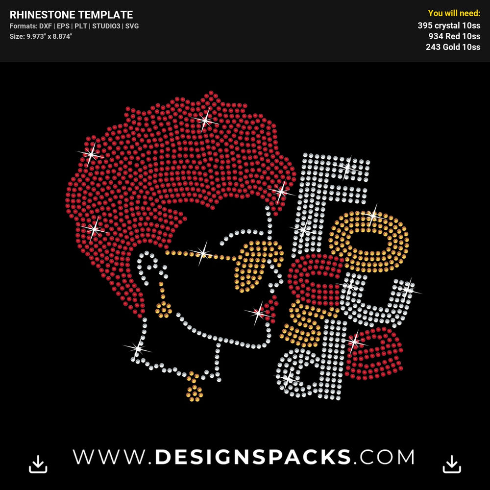 Focused Woman Rhinestone Digital Template