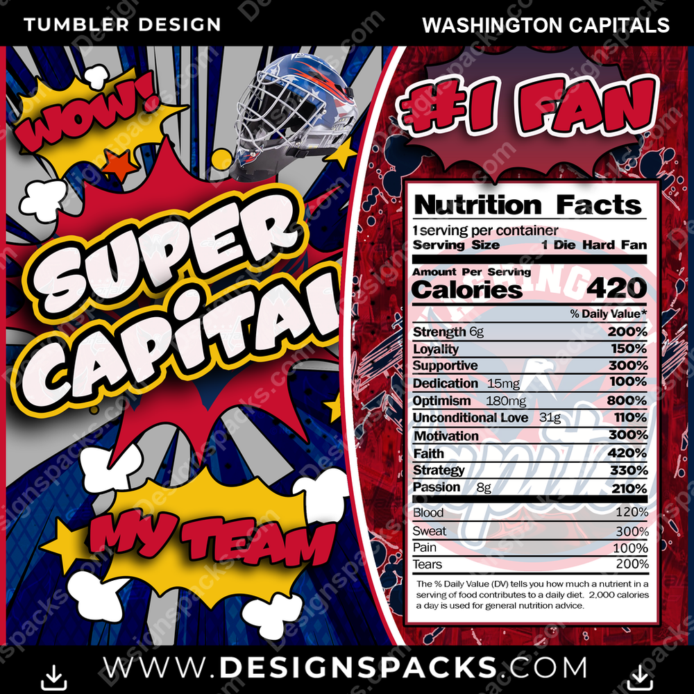 Hockey Super Team Washington Capitals Tumbler Digital Wrap Design