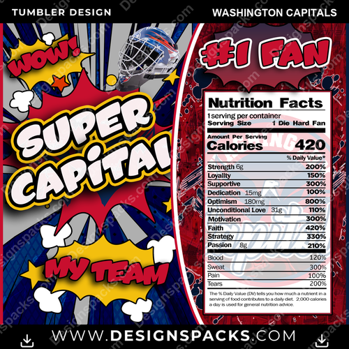 Hockey Super Team Washington Capitals Tumbler Digital Wrap Design