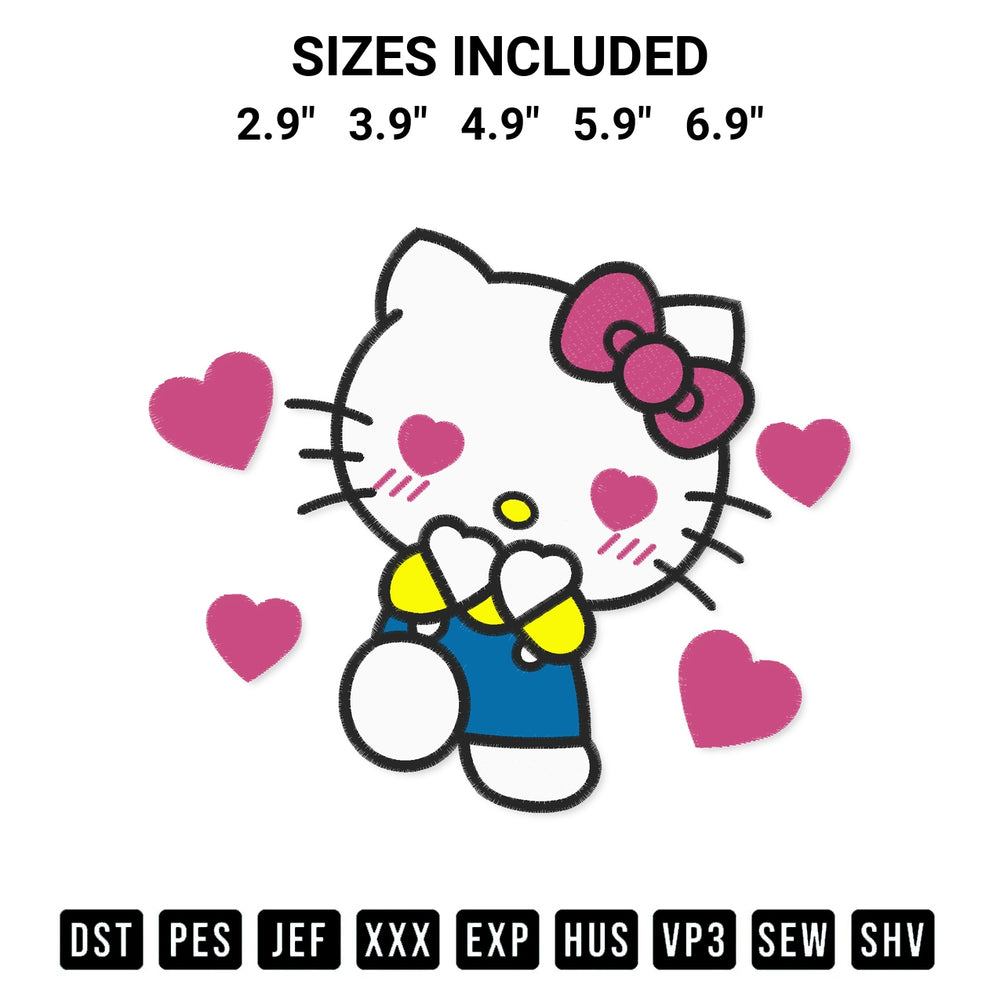 Get the Hello Kitty Cute Valentine Embroidery Design embroidery design for your custom crafts! Premium digitized files available for instant download at Designspacks.com. Available sizes: 2.9", 3.9", 4.9", 5.9", 6.9".