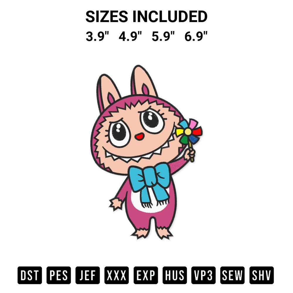 Download the Labubu Cute Embroidery Design machine embroidery design exclusively at Designspacks.com. Premium digitized pattern for apparel and DIY crafts. Available sizes: 3.9", 4.9", 5.9", 6.9".